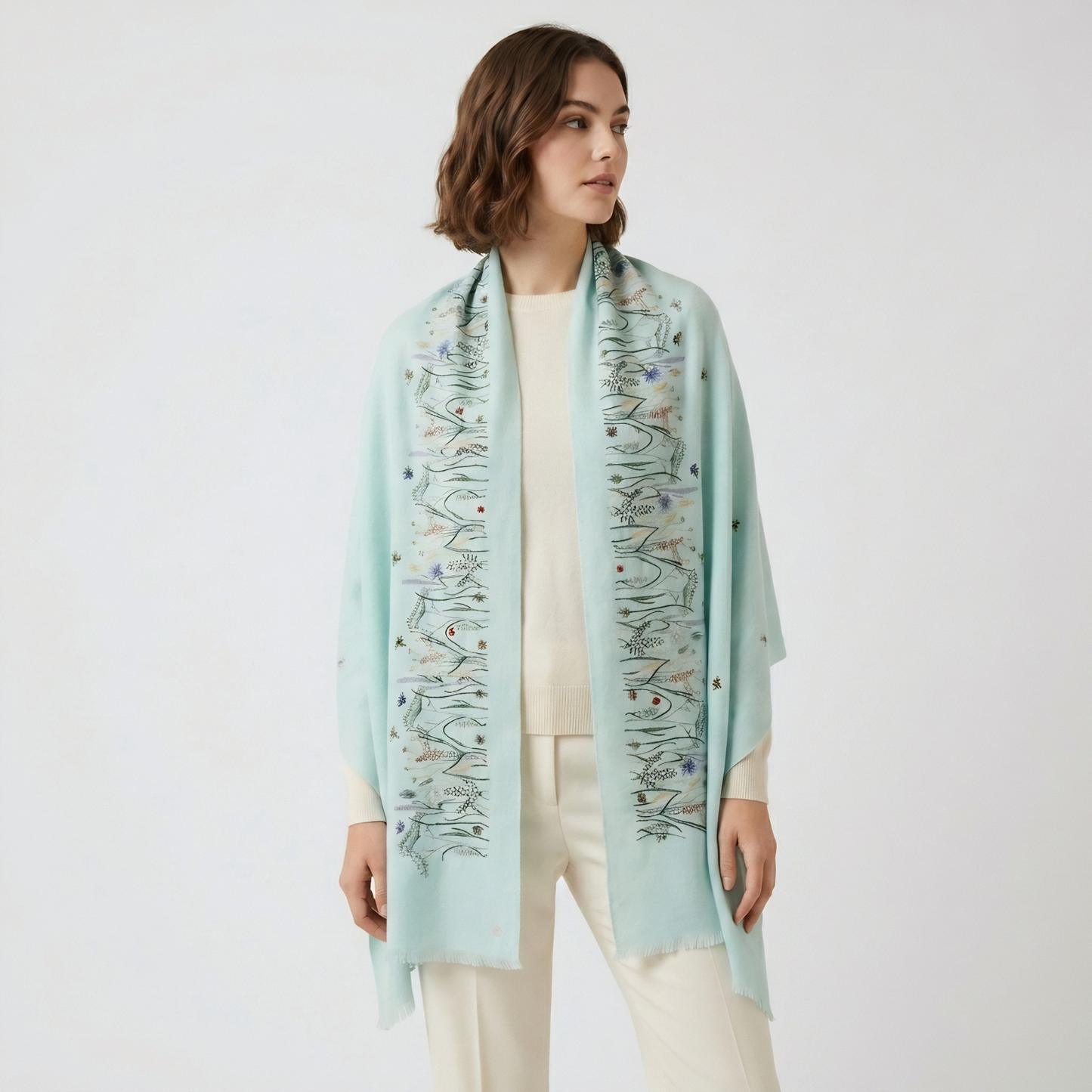 Meadow Baby Blue Vertical Shawl