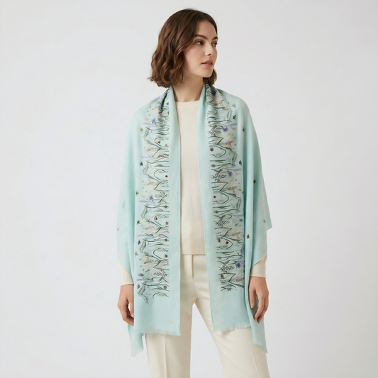 Meadow Baby Blue Vertical Shawl
