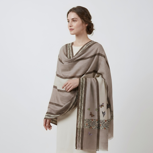 Modern Embroidery Butterflies Matcha Rose Stole