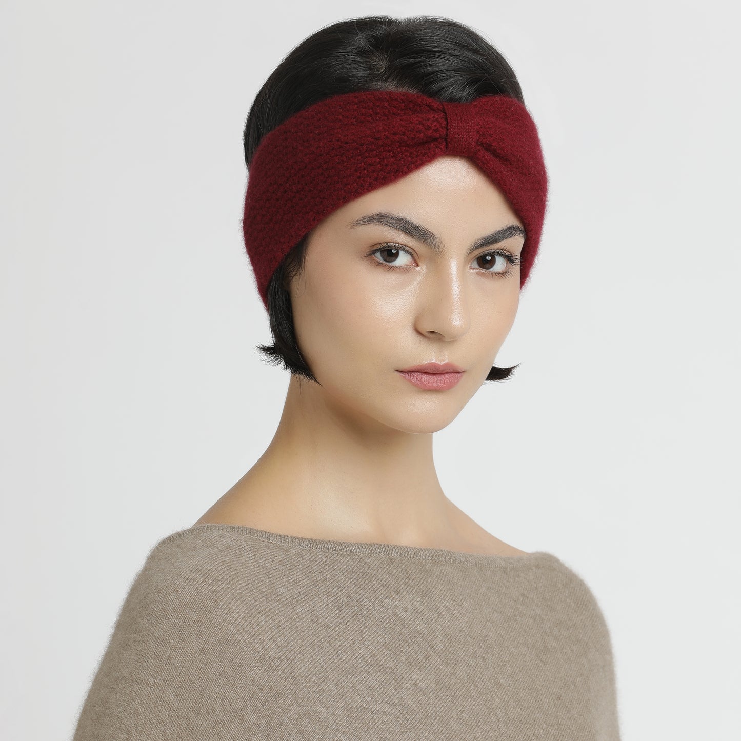 Headband Knit Bow-tie Burgundy