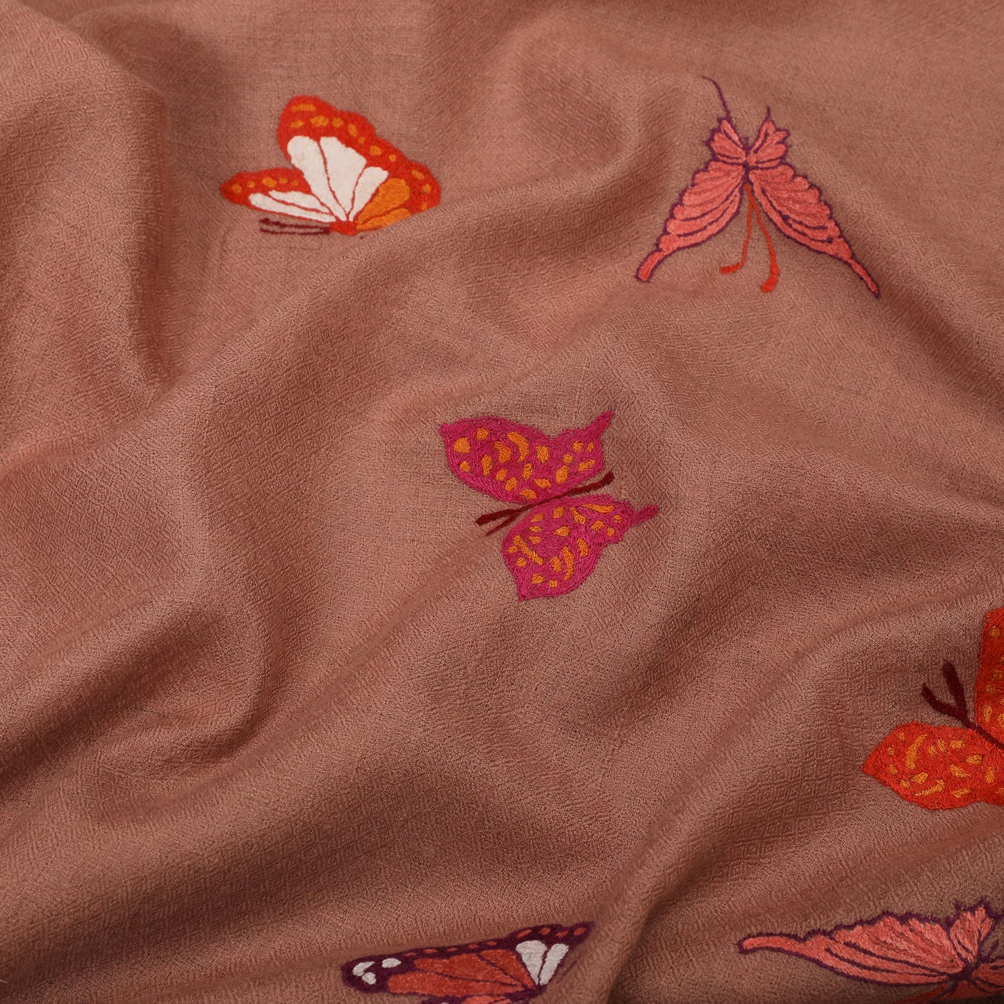 Butterfly Embroidered Cameo Rose Shawl