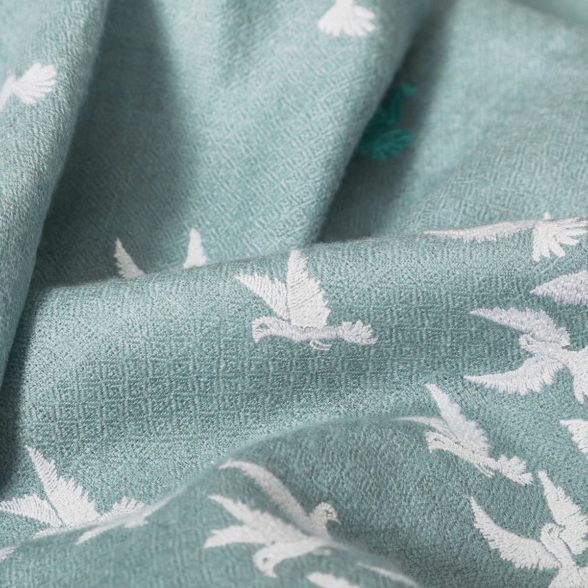 Highend Doves Embroidered Peace & Hope Mint Shawl