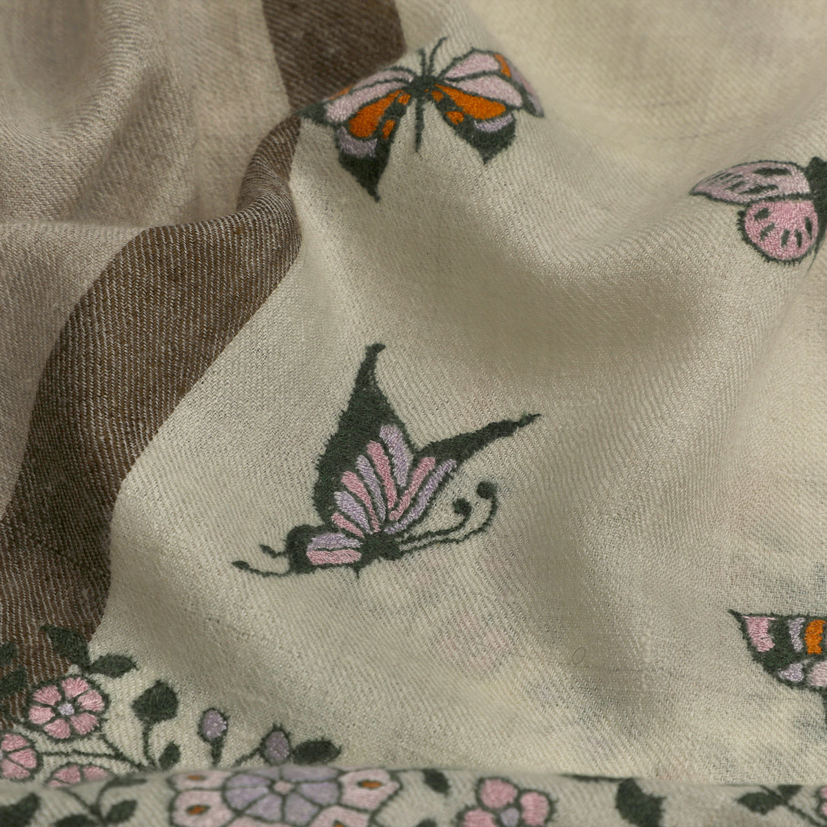 Modern Embroidery Butterflies Matcha Rose Stole