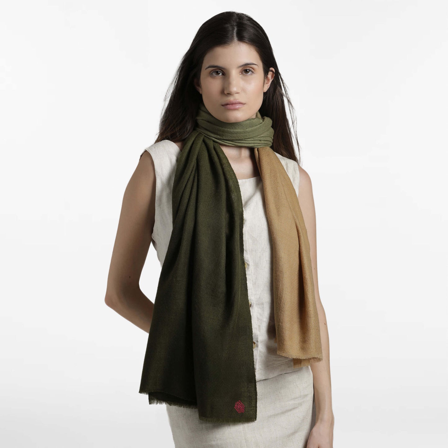 Dip Dye Green Brown Stole