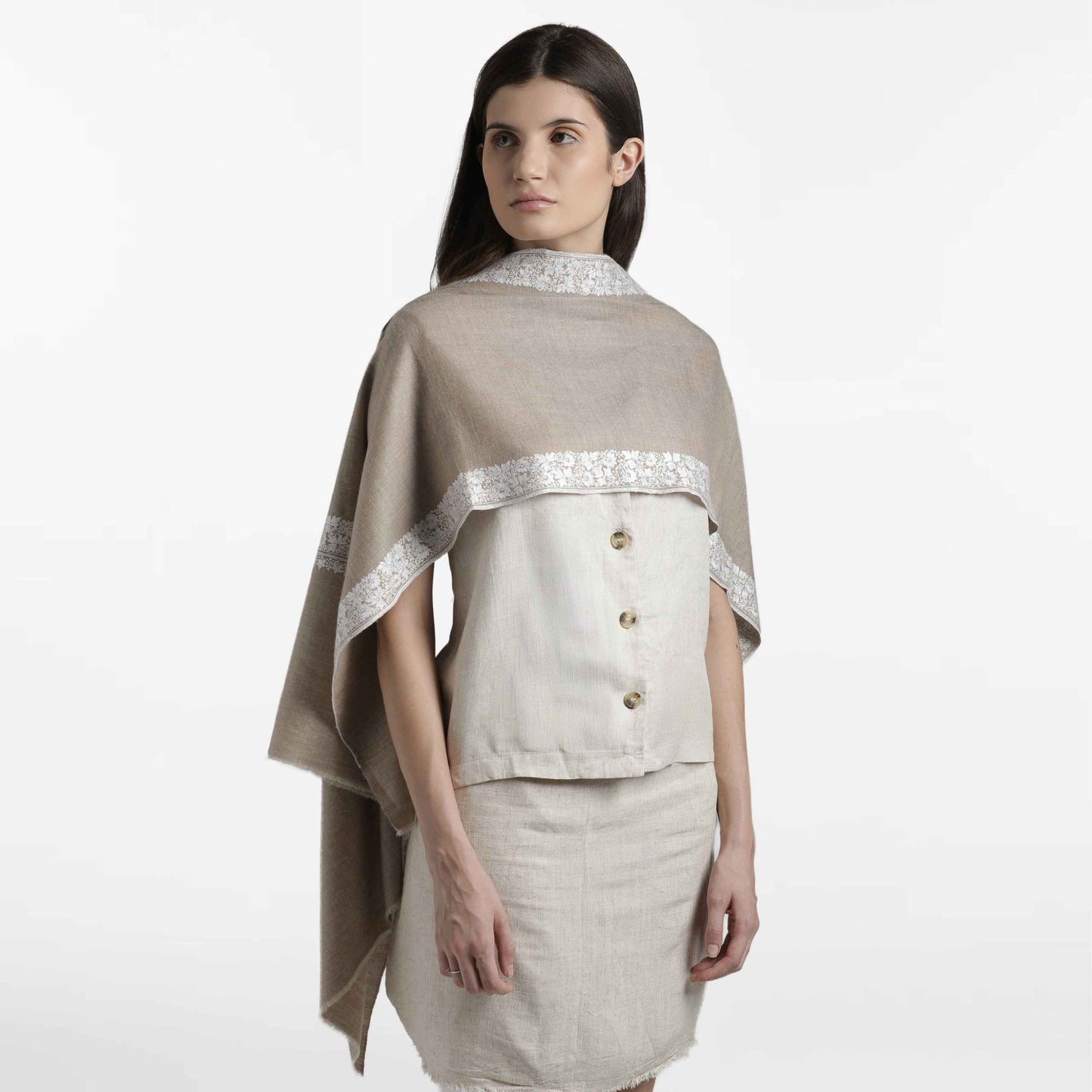 Doredar Natural Beige Shawl