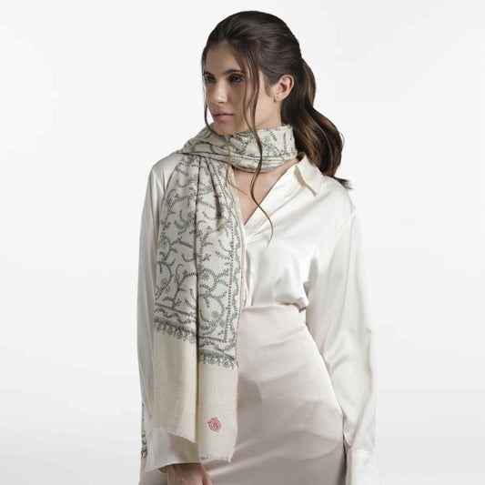 Jaali Ivory Intricate Shawl