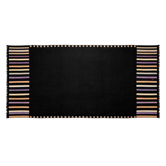 Fringes Dark Brown with Gold and Purple Embroidery Shawl