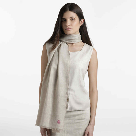 Double Weave Natural Ivory Stole