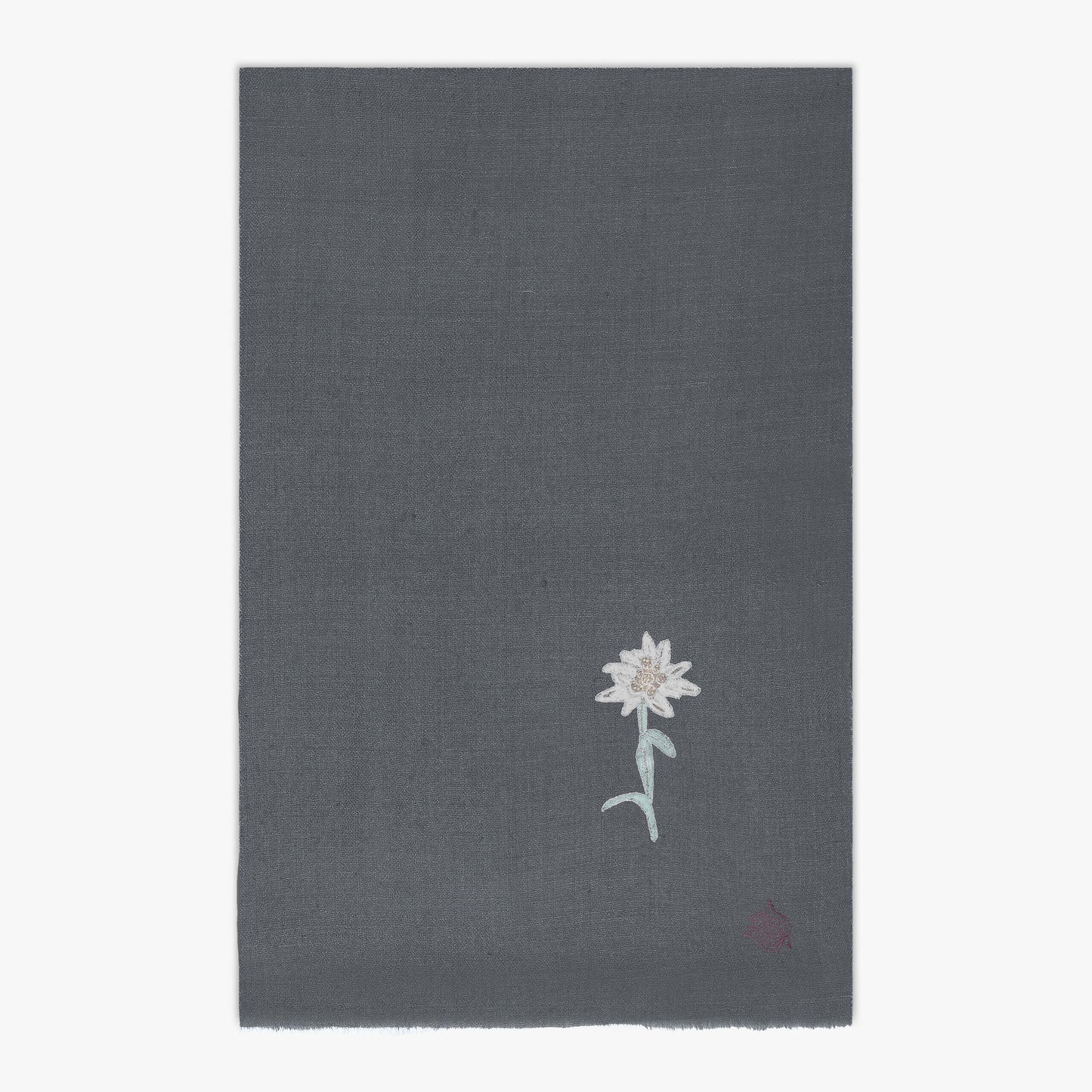 Minimal Embroidery Grey Edelflower Stole