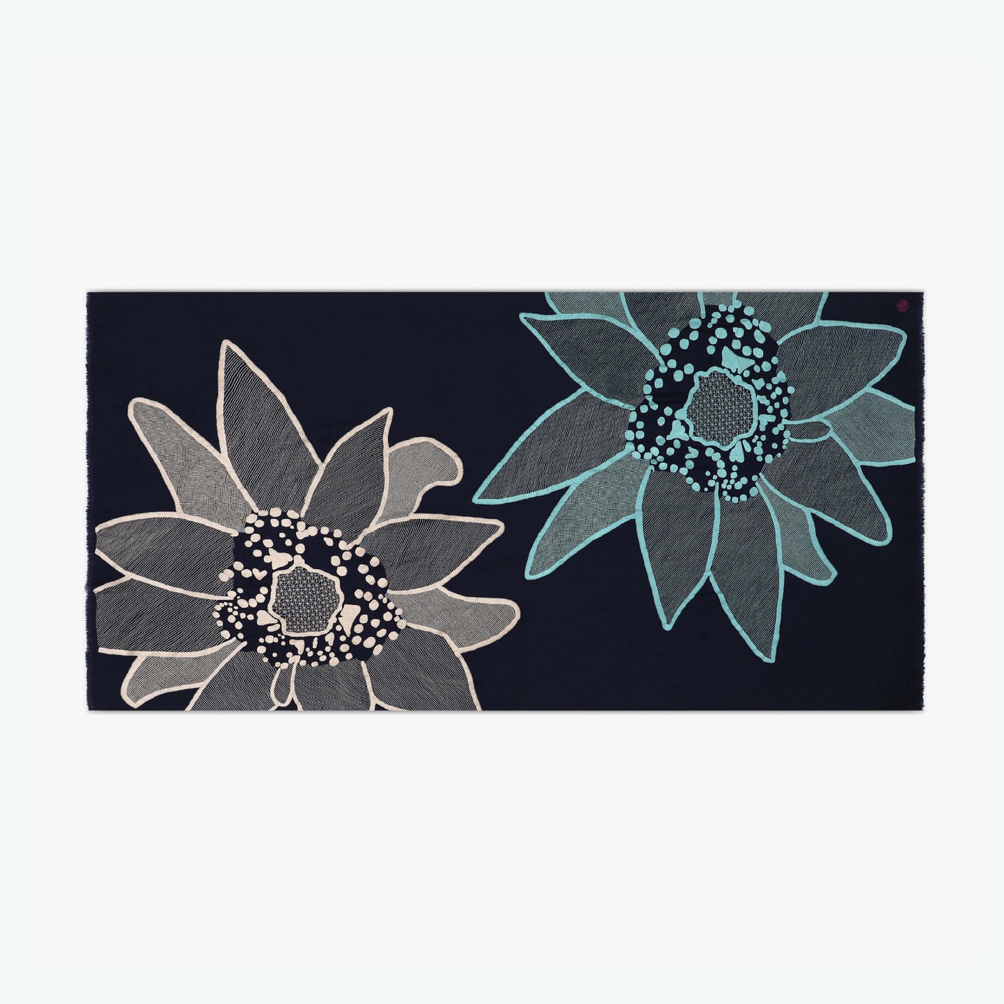 Macro Flowers Navy Blue Shawl