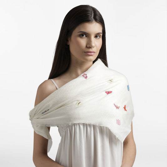 Minimal Butterfly Ivory Butidar Stole