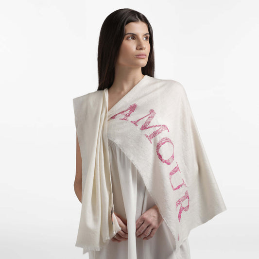 Valentine Ivory Amour Pink Stole