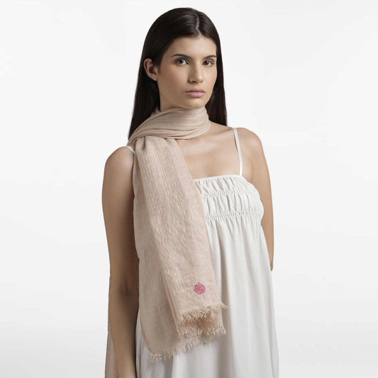 Zari Ivory with Gold Thread Stole