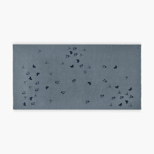 Butterfly Embroidered Baby Blue Shawl