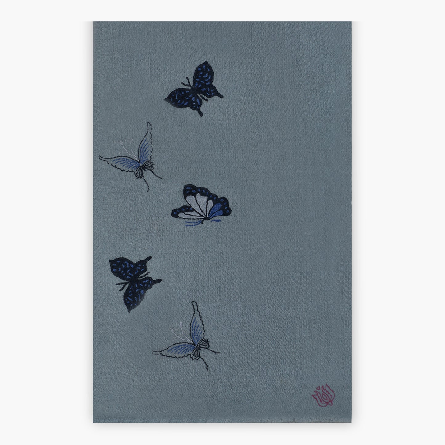 Butterfly Embroidered Baby Blue Shawl