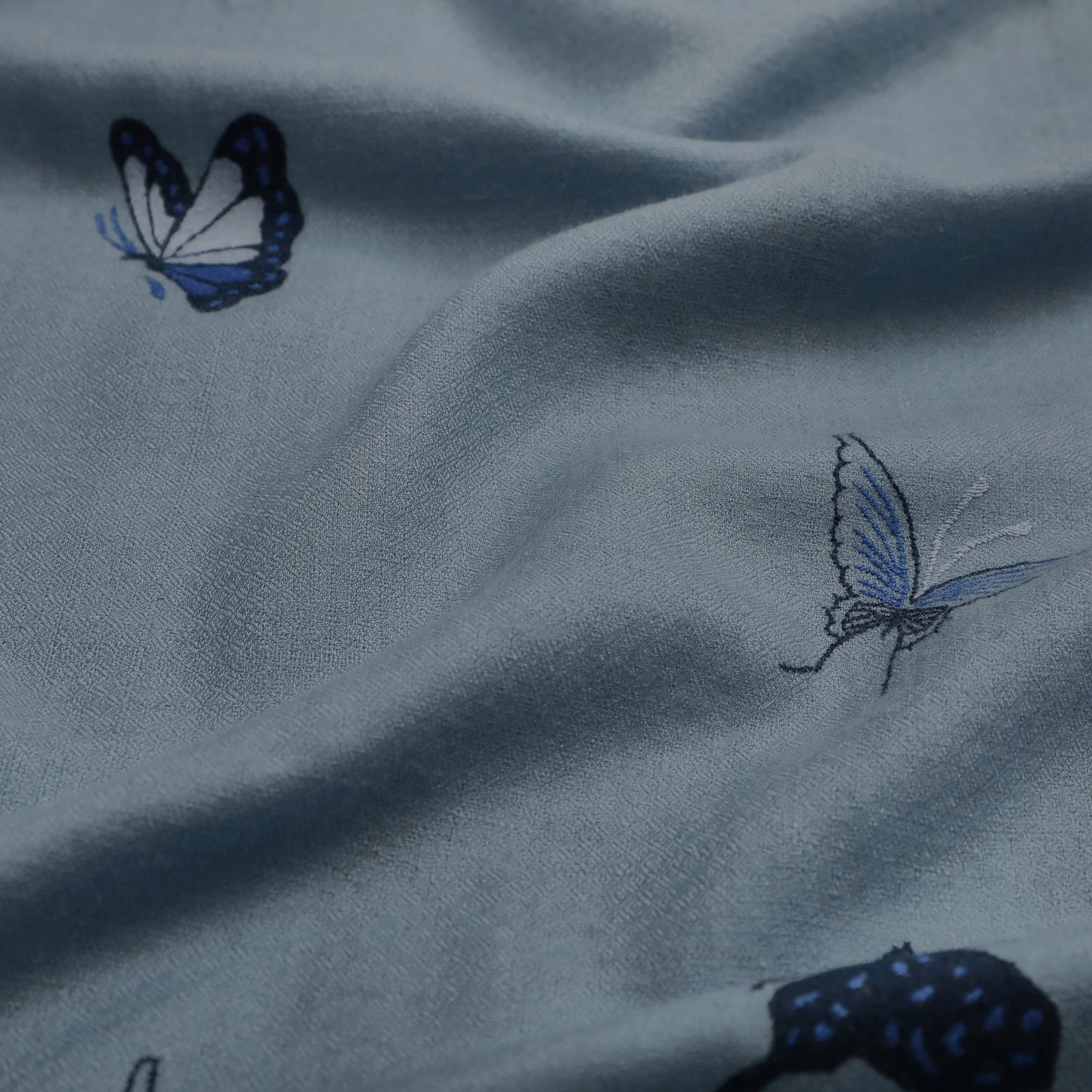 Butterfly Embroidered Baby Blue Shawl