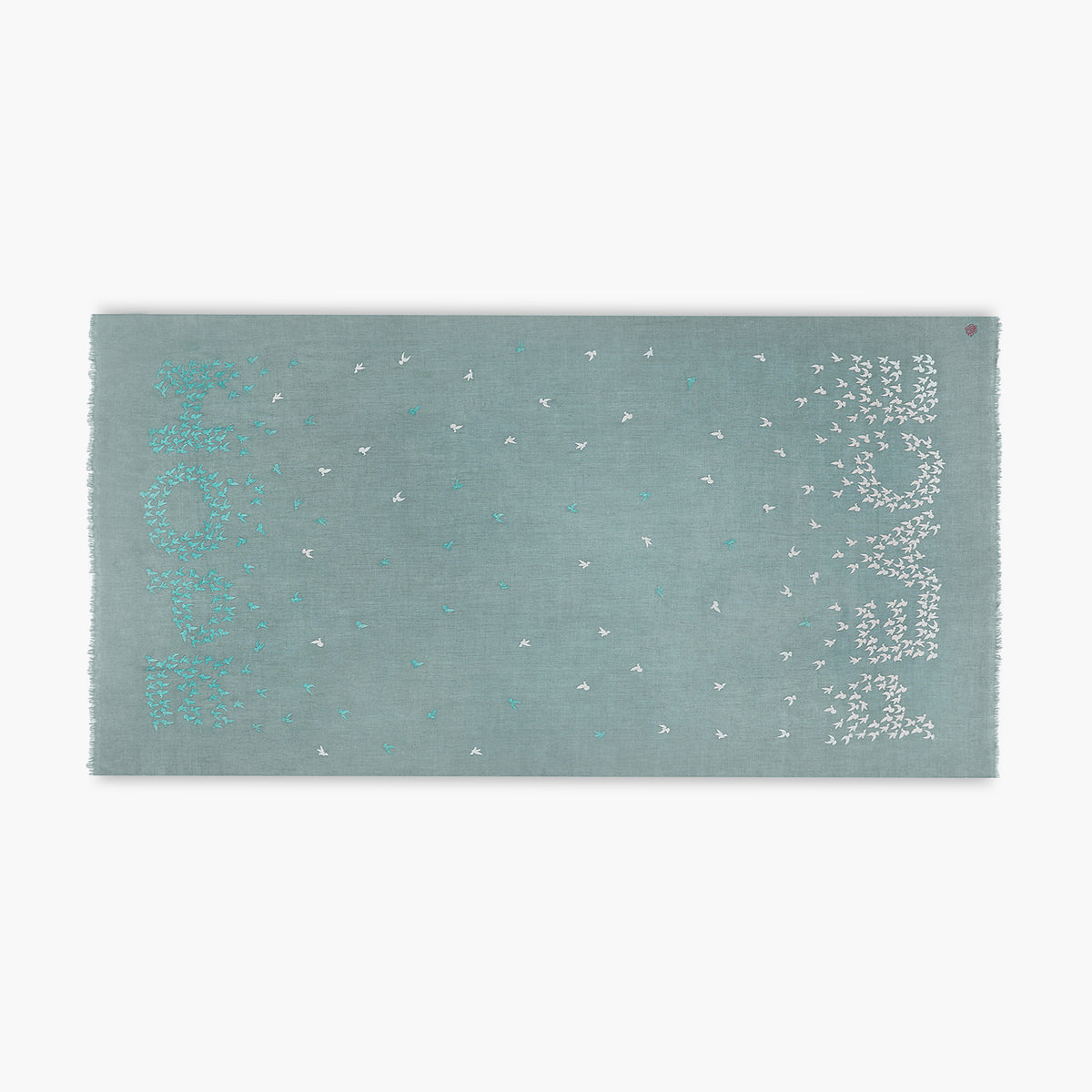 Highend Doves Embroidered Peace & Hope Mint Shawl