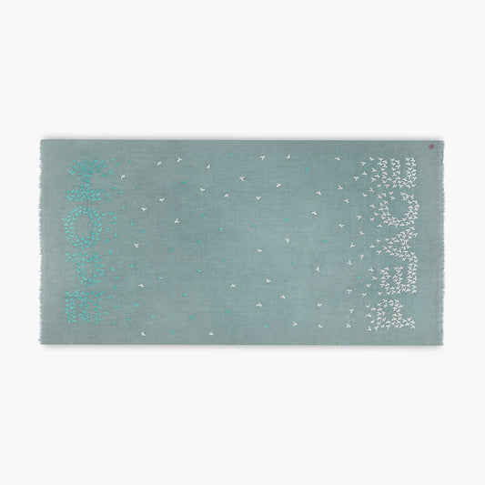 Highend Doves Embroidered Peace & Hope Mint Shawl