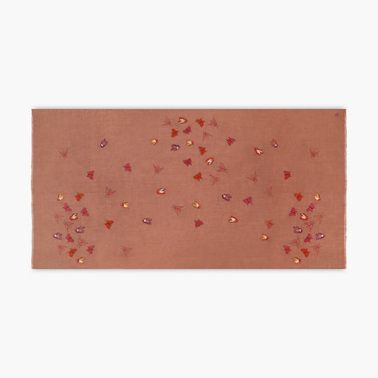 Butterfly Embroidered Cameo Rose Shawl