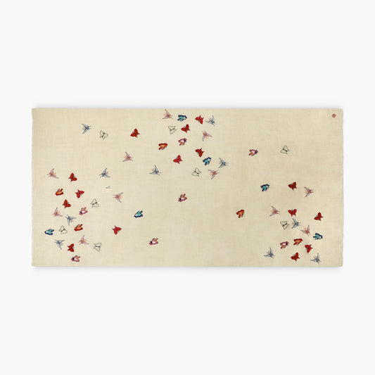 Minimal Butterfly Embroidered Ivory Vibrant Shawl