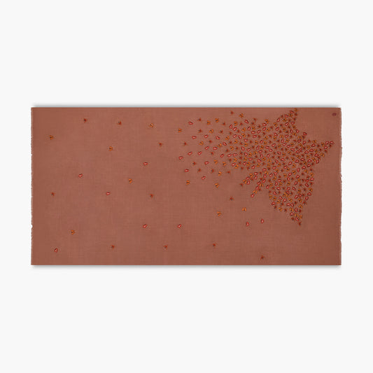 Butterfly to Butterfly Embroidered Old Rose & Orange Shawl