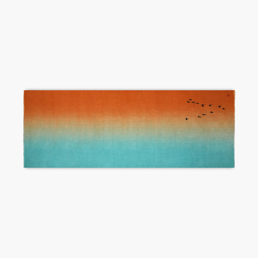 Minimal Birds Warm Sunset Dip Dye Stole