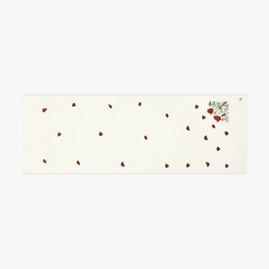 Handwoven cashmere displayed flat, Poppy Ivory Minimal Butidar Stole